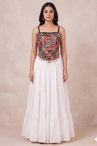 white rayon lehenga choli with embroidery work