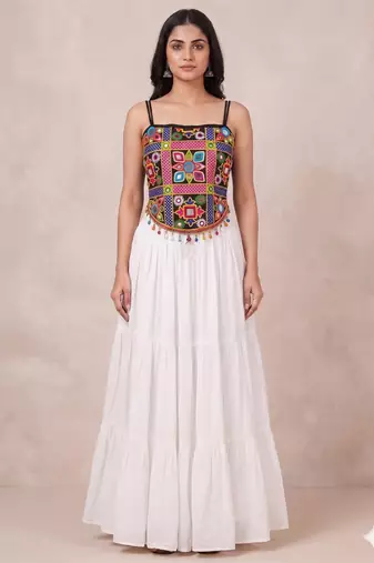 white rayon plain lehenga choli
