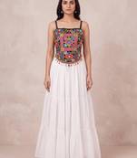 white rayon plain lehenga choli