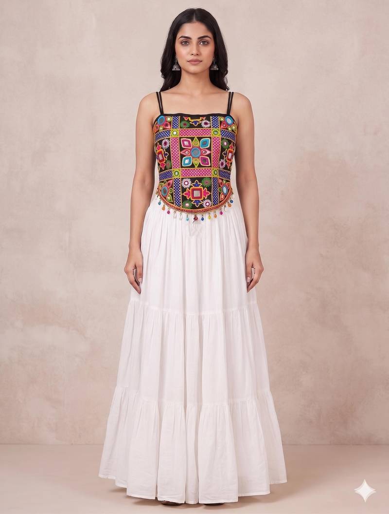 white rayon plain lehenga choli