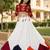 White Color Plain With Multicolored Color Traingle Kali Work Navratri Lehenga With Stitched Blouse