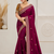Plum Color Beautiful Sequence embroidery work Rangoli Silk blend Saree
