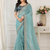 Sky Blue Color Beautiful Sequence embroidery work Rangoli Silk blend Saree