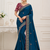 Teal Color Beautiful Sequence embroidery work Rangoli Silk blend Saree
