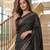 Black Color ajarakh Print And Real Mirror work Silk Blend Saree