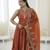 rust silk blend  readymade anarkali suit with embroidery & sequence work