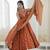 rust silk blend  readymade anarkali suit with embroidery & sequence work