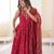 red silk blend  readymade anarkali suit with embroidery & sequence work