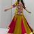 NAVRATRI WEAR GREEN COLOR COTTON FLARED LEHENGA WITH COTTON KEDIYA TOP FULL STITCHED.