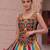 Multicolor embroidered cotton u-neck blouse