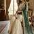 white&d green silk blend  readymade suit with embroidery & sequence work