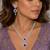 sapphire blue marquise halo cz bridal necklace and chandelier earrings set