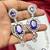sapphire blue marquise halo cz bridal necklace and chandelier earrings set