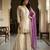 white & purple silk blend  readymade suit with embroidery & sequence work