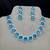 royal blue topaz oval necklace earring set, silver halo statement jewellery victorian style