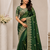 Parrot Green Color Sequance and Zari Embroidery Work Space Silk Blend Saree