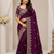 Plum Color Sequance and Zari Embroidery Work Space Silk Blend Saree