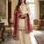 white&maroon silk blend  readymade suit with embroidery & sequence work