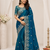 Teal Color Sequance and Zari Embroidery Work Space Silk Blend Saree