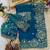 Teal Color Sequance and Zari Embroidery Work Space Silk Blend Saree