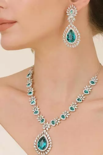blue crystal teardrop earrings cz dangle statement jewellery