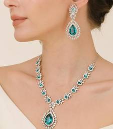 blue crystal teardrop earrings cz dangle statement jewellery