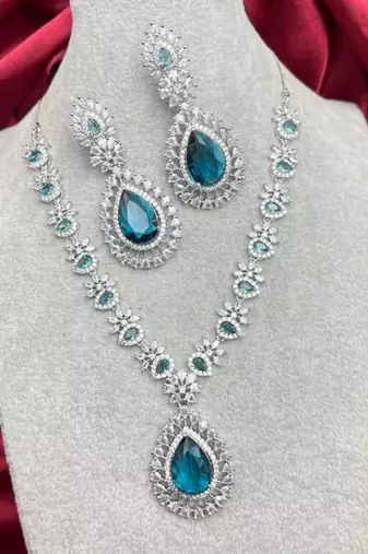 blue crystal teardrop earrings cz dangle statement jewellery