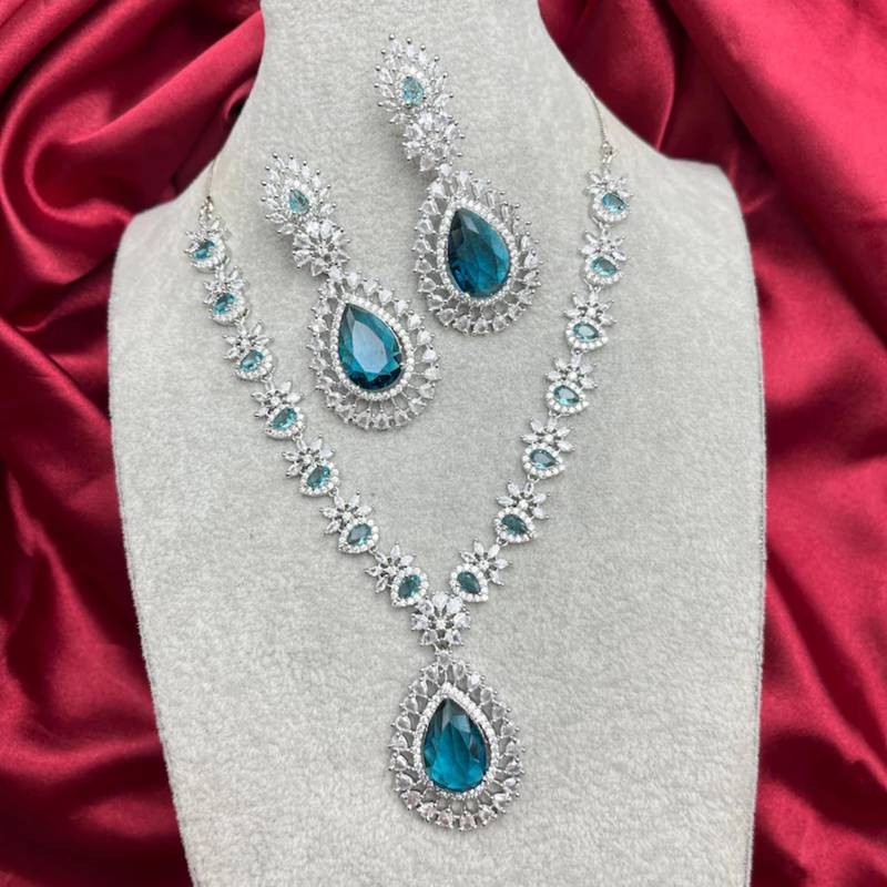 blue crystal teardrop earrings cz dangle statement jewellery