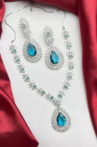 blue crystal teardrop earrings cz dangle statement jewellery