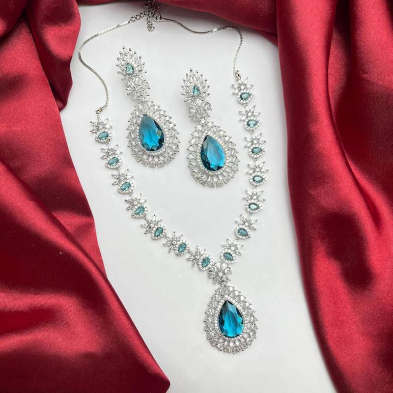blue crystal teardrop earrings cz dangle statement jewellery