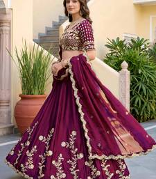 Elegant Wine Sequins Silk Traditional Lehenga Choli With Dupatta