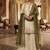 white&mehendi silk blend  readymade suit with embroidery & sequence work