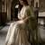 white&mehendi silk blend  readymade suit with embroidery & sequence work