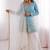 sky&white silk blend  readymade suit with embroidery & sequence work