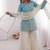 sky&white silk blend  readymade suit with embroidery & sequence work