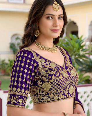 Fantastic Purple Thread Work Silk Reception Wear Lehenga Choli 5