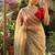 Cream Color hand work Silk Blend Saree