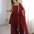 maroon silk blend  readymade suit with zarkhand & lace work