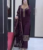 purple georgette readymade suit with diamond & sequence work