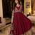 maroon georgette readymade anarkali suit with embroidery & sequence work