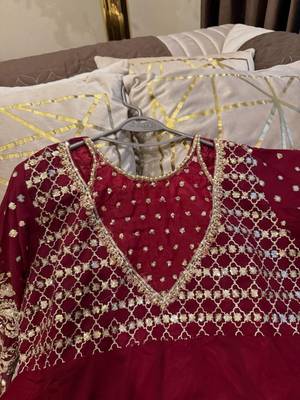 maroon georgette readymade anarkali suit with embroidery & sequence work 3