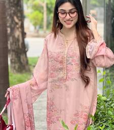 pink georgette readymade suit with digital printed work