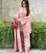 pink georgette readymade suit with digital printed work
