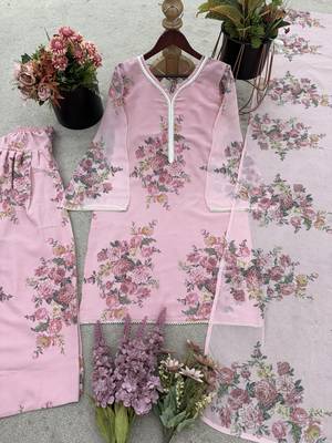pink georgette readymade suit with digital printed work 3