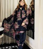 black georgette readymade suit with digital printed work