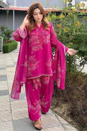 rani georgette readymade suit with digital printed work