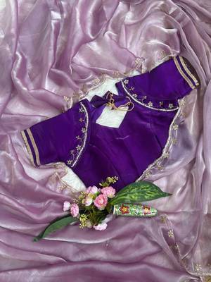 lavender Color hand work Silk Blend Saree 2