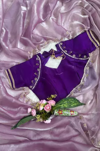 lavender Color hand work Silk Blend Saree