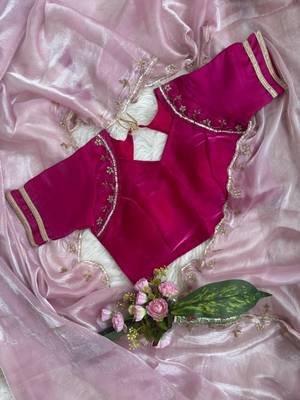 Pink Color hand work Silk Blend Saree 2