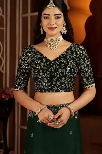 Green jimmy choo zari butti work embellished wedding wear saree